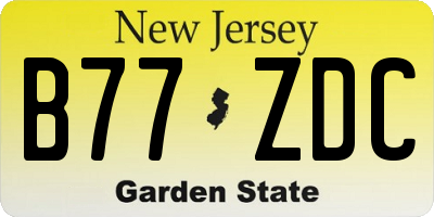 NJ license plate B77ZDC