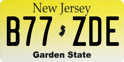 NJ license plate B77ZDE