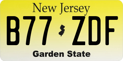 NJ license plate B77ZDF