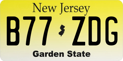 NJ license plate B77ZDG