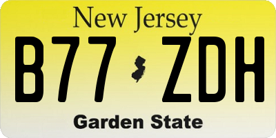 NJ license plate B77ZDH
