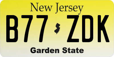 NJ license plate B77ZDK