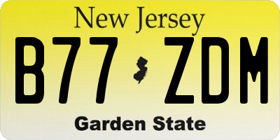 NJ license plate B77ZDM