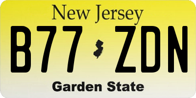 NJ license plate B77ZDN