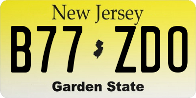 NJ license plate B77ZDO