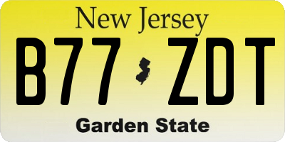NJ license plate B77ZDT