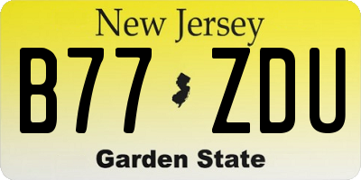 NJ license plate B77ZDU