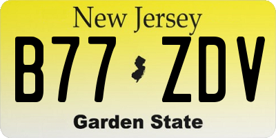 NJ license plate B77ZDV