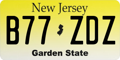 NJ license plate B77ZDZ