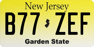 NJ license plate B77ZEF
