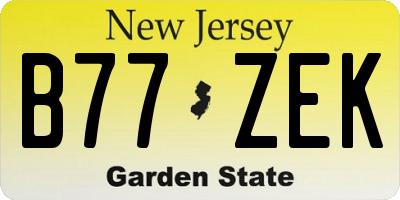 NJ license plate B77ZEK