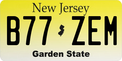 NJ license plate B77ZEM