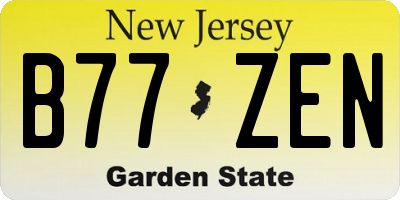 NJ license plate B77ZEN