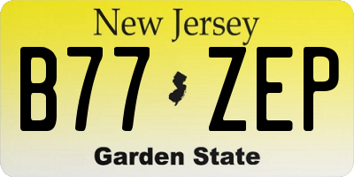 NJ license plate B77ZEP