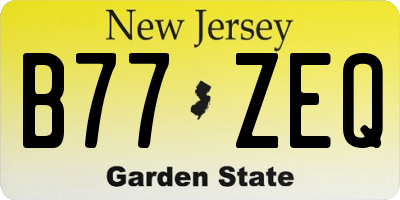 NJ license plate B77ZEQ