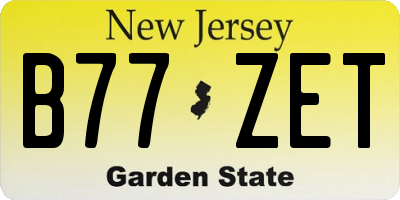 NJ license plate B77ZET