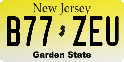NJ license plate B77ZEU