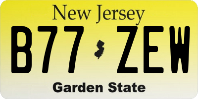 NJ license plate B77ZEW