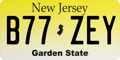 NJ license plate B77ZEY