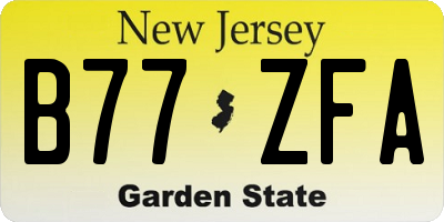 NJ license plate B77ZFA