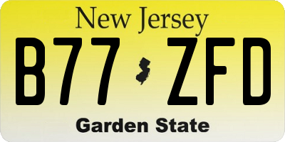 NJ license plate B77ZFD