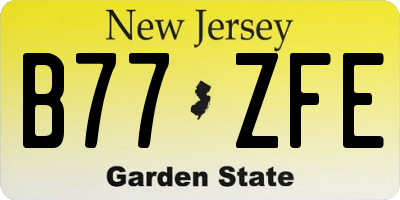NJ license plate B77ZFE