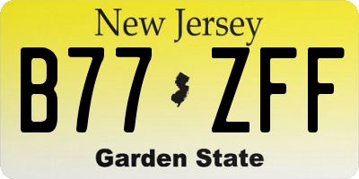 NJ license plate B77ZFF