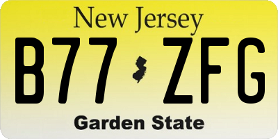 NJ license plate B77ZFG