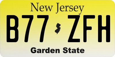 NJ license plate B77ZFH