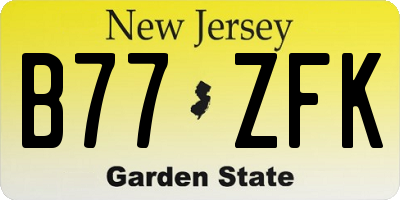 NJ license plate B77ZFK