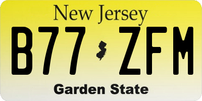 NJ license plate B77ZFM