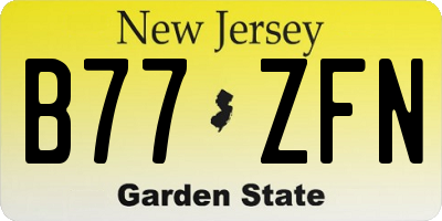 NJ license plate B77ZFN