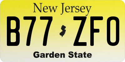 NJ license plate B77ZFO