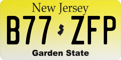 NJ license plate B77ZFP