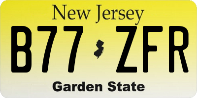NJ license plate B77ZFR