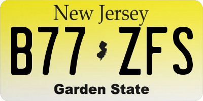 NJ license plate B77ZFS