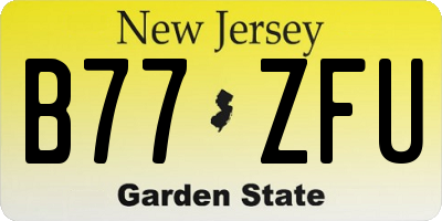 NJ license plate B77ZFU