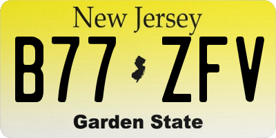 NJ license plate B77ZFV