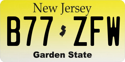 NJ license plate B77ZFW