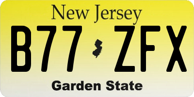 NJ license plate B77ZFX