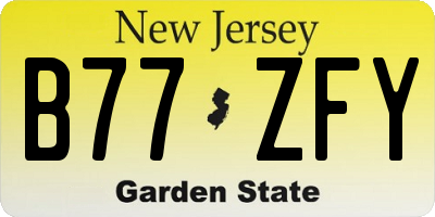 NJ license plate B77ZFY
