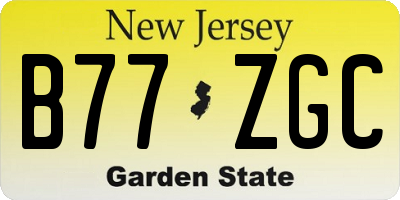 NJ license plate B77ZGC