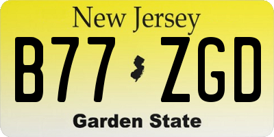 NJ license plate B77ZGD