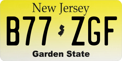 NJ license plate B77ZGF