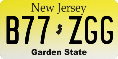 NJ license plate B77ZGG