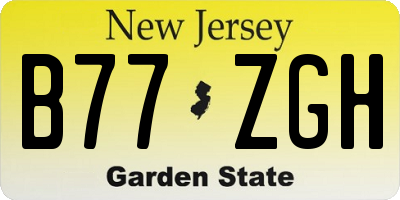 NJ license plate B77ZGH
