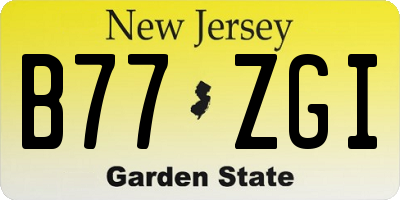 NJ license plate B77ZGI