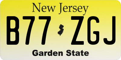 NJ license plate B77ZGJ