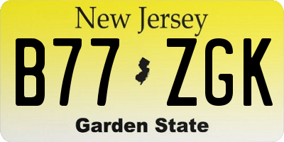 NJ license plate B77ZGK