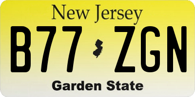 NJ license plate B77ZGN